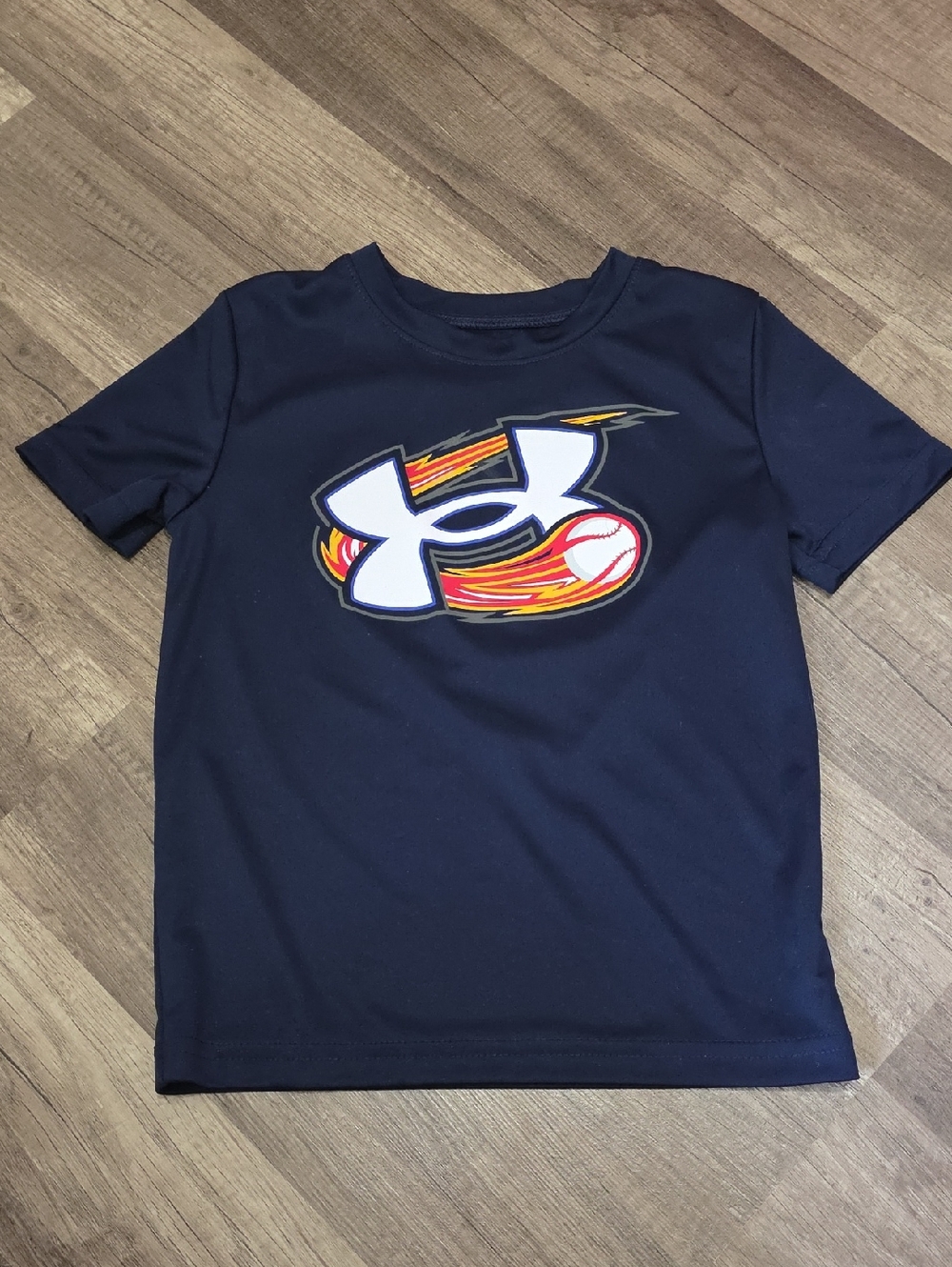 Under Armour Navy Short Sleeve Tee with Flame Logo
